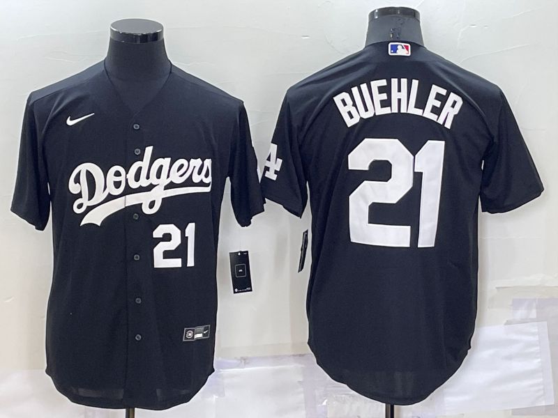 Men Los Angeles Dodgers 21 Buehler Black Inversion Nike 2022 MLB Jerseys